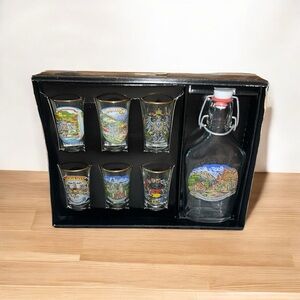 German Flask and Shot Glass Set Scenic Set
